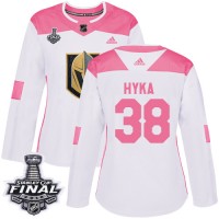 Adidas Vegas Golden Knights #38 Tomas Hyka White/Pink Authentic Fashion 2018 Stanley Cup Final Women's Stitched NHL Jersey
