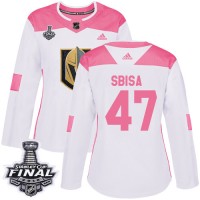 Adidas Vegas Golden Knights #47 Luca Sbisa White/Pink Authentic Fashion 2018 Stanley Cup Final Women's Stitched NHL Jersey