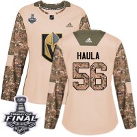 Adidas Vegas Golden Knights #56 Erik Haula Camo Authentic 2017 Veterans Day 2018 Stanley Cup Final Women's Stitched NHL Jersey