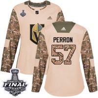 Adidas Vegas Golden Knights #57 David Perron Camo Authentic 2017 Veterans Day 2018 Stanley Cup Final Women's Stitched NHL Jersey