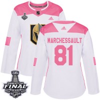 Adidas Vegas Golden Knights #81 Jonathan Marchessault White/Pink Authentic Fashion 2018 Stanley Cup Final Women's Stitched NHL Jersey