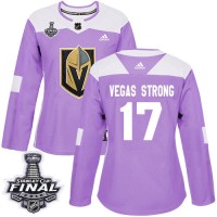 Adidas Vegas Golden Knights #17 Vegas Strong Purple Authentic Fights Cancer 2018 Stanley Cup Final Women's Stitched NHL Jersey