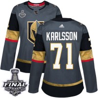 Adidas Vegas Golden Knights #71 William Karlsson Grey Home Authentic 2018 Stanley Cup Final Women's Stitched NHL Jersey