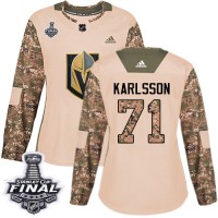 Adidas Vegas Golden Knights #71 William Karlsson Camo Authentic 2017 Veterans Day 2018 Stanley Cup Final Women's Stitched NHL Jersey