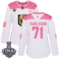Adidas Vegas Golden Knights #71 William Karlsson White/Pink Authentic Fashion 2018 Stanley Cup Final Women's Stitched NHL Jersey