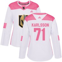 Adidas Vegas Golden Knights #71 William Karlsson White/Pink Authentic Fashion Women's Stitched NHL Jersey