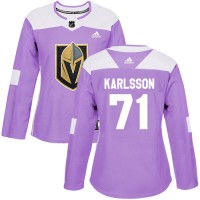 Adidas Vegas Golden Knights #71 William Karlsson Purple Authentic Fights Cancer Women's Stitched NHL Jersey