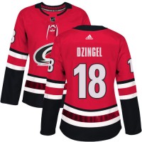 Adidas Carolina Hurricanes #18 Ryan Dzingel Red Home Authentic Women's Stitched NHL Jersey