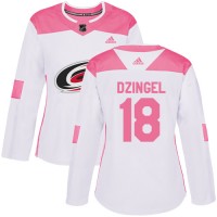 Adidas Carolina Hurricanes #18 Ryan Dzingel White/Pink Authentic Fashion Women's Stitched NHL Jersey