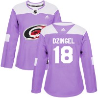 Adidas Carolina Hurricanes #18 Ryan Dzingel Purple Authentic Fights Cancer Women's Stitched NHL Jersey