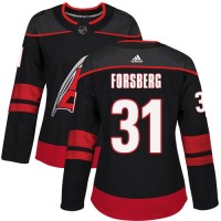 Adidas Carolina Hurricanes #31 Anton Forsberg Black Alternate Authentic Women's Stitched NHL Jersey