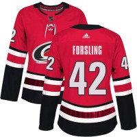 Adidas Carolina Hurricanes #42 Gustav Forsling Red Home Authentic Women's Stitched NHL Jersey