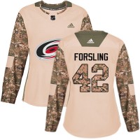 Adidas Carolina Hurricanes #42 Gustav Forsling Camo Authentic 2017 Veterans Day Women's Stitched NHL Jersey
