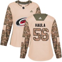 Adidas Carolina Hurricanes #56 Erik Haula Camo Authentic 2017 Veterans Day Women's Stitched NHL Jersey