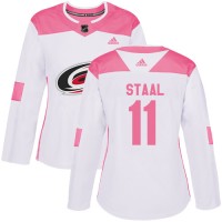 Adidas Carolina Hurricanes #11 Jordan Staal White/Pink Authentic Fashion Women's Stitched NHL Jersey