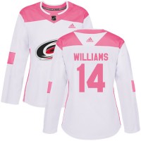 Adidas Carolina Hurricanes #14 Justin Williams White/Pink Authentic Fashion Women's Stitched NHL Jersey