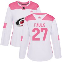 Adidas Carolina Hurricanes #27 Justin Faulk White/Pink Authentic Fashion Women's Stitched NHL Jersey