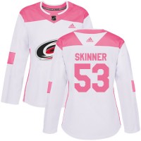 Adidas Carolina Hurricanes #53 Jeff Skinner White/Pink Authentic Fashion Women's Stitched NHL Jersey