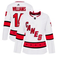 Adidas Carolina Hurricanes #14 Justin Williams White Road Authentic Women's Stitched NHL Jersey