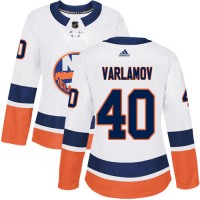 Adidas New York Islanders #40 Semyon Varlamov White Road Authentic Women's Stitched NHL Jersey