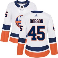 Adidas New York Islanders #45 Noah Dobson White Road Authentic Women's Stitched NHL Jersey