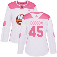 Adidas New York Islanders #45 Noah Dobson White/Pink Authentic Fashion Women's Stitched NHL Jersey
