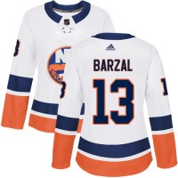 Adidas New York Islanders #13 Mathew Barzal White Road Authentic Women's Stitched NHL Jersey