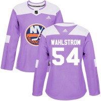 Adidas New York Islanders #54 Oliver Wahlstrom Purple Authentic Fights Cancer Women's Stitched NHL Jersey