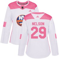 Adidas New York Islanders #29 Brock Nelson White/Pink Authentic Fashion Women's Stitched NHL Jersey