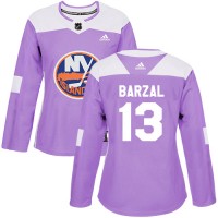 Adidas New York Islanders #13 Mathew Barzal Purple Authentic Fights Cancer Women's Stitched NHL Jersey