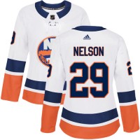 Adidas New York Islanders #29 Brock Nelson White Road Authentic Women's Stitched NHL Jersey