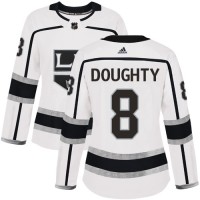 Adidas Los Angeles Kings #8 Drew Doughty White Road Authentic Women's Stitched NHL Jersey