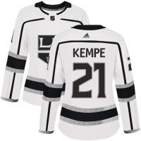 Adidas Los Angeles Kings #21 Mario Kempe White Road Authentic Women's Stitched NHL Jersey