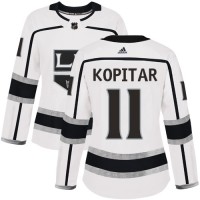 Adidas Los Angeles Kings #11 Anze Kopitar White Road Authentic Women's Stitched NHL Jersey