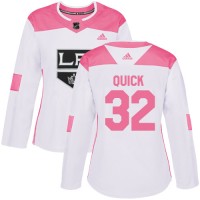 Adidas Los Angeles Kings #32 Jonathan Quick White/Pink Authentic Fashion Women's Stitched NHL Jersey
