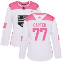 Adidas Los Angeles Kings #77 Jeff Carter White/Pink Authentic Fashion Women's Stitched NHL Jersey
