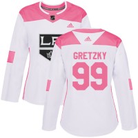 Adidas Los Angeles Kings #99 Wayne Gretzky White/Pink Authentic Fashion Women's Stitched NHL Jersey