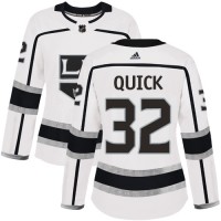 Adidas Los Angeles Kings #32 Jonathan Quick White Road Authentic Women's Stitched NHL Jersey