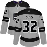Adidas Los Angeles Kings #32 Jonathan Quick Gray Alternate Authentic Women's Stitched NHL Jersey
