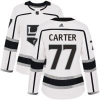 Adidas Los Angeles Kings #77 Jeff Carter White Road Authentic Women's Stitched NHL Jersey
