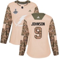 Adidas Tampa Bay Lightning #9 Tyler Johnson Camo Authentic 2017 Veterans Day Women's 2020 Stanley Cup Champions Stitched NHL Jersey