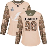 Adidas Tampa Bay Lightning #98 Mikhail Sergachev Camo Authentic 2017 Veterans Day Women's 2020 Stanley Cup Champions Stitched NHL Jersey