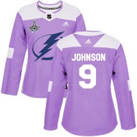 Adidas Tampa Bay Lightning #9 Tyler Johnson Purple Authentic Fights Cancer Women's 2020 Stanley Cup Champions Stitched NHL Jersey
