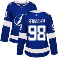 Adidas Tampa Bay Lightning #98 Mikhail Sergachev Blue Home Authentic Women's Stitched NHL Jersey