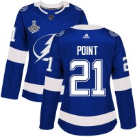 Adidas Tampa Bay Lightning #21 Brayden Point Blue Home Authentic Women's 2020 Stanley Cup Champions Stitched NHL Jersey