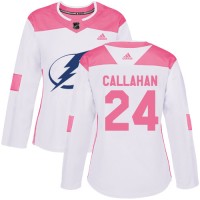 Adidas Tampa Bay Lightning #24 Ryan Callahan White/Pink Authentic Fashion Women's Stitched NHL Jersey