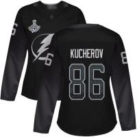 Adidas Tampa Bay Lightning #86 Nikita Kucherov Black Alternate Authentic Women's 2020 Stanley Cup Champions Stitched NHL Jersey