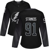 Adidas Tampa Bay Lightning #91 Steven Stamkos Black Alternate Authentic Women's Stitched NHL Jersey