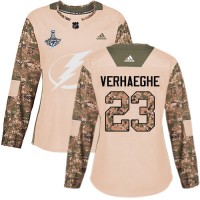Adidas Tampa Bay Lightning #23 Carter Verhaeghe Camo Authentic 2017 Veterans Day Women's 2020 Stanley Cup Champions Stitched NHL Jersey