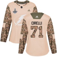Adidas Tampa Bay Lightning #71 Anthony Cirelli Camo Authentic 2017 Veterans Day Women's 2020 Stanley Cup Champions Stitched NHL Jersey